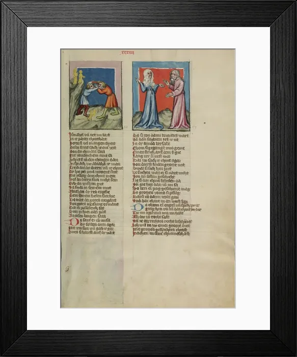 Framed Print : Ishmael Fighting with Isaac: The Banishment of Hagar; Weltchronik, about 1400-1410. Creator: Unknown Framed Print : Ishmael Fighting with Isaac: The Banishment of Hagar; Weltchronik, about 1400-1410. Creator: Unknown