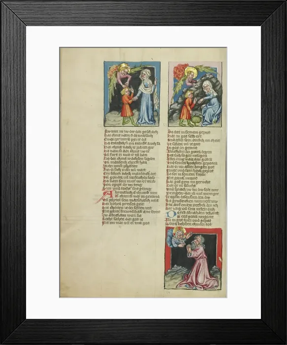 Framed Print : Hagar and Ishmael in the Wilderness: An Angel Leading Hagar and Ishmael... about 1400-1410. Creator: Unknown Framed Print : Hagar and Ishmael in the Wilderness: An Angel Leading Hagar and Ishmael... about 1400-1410. Creator: Unknown