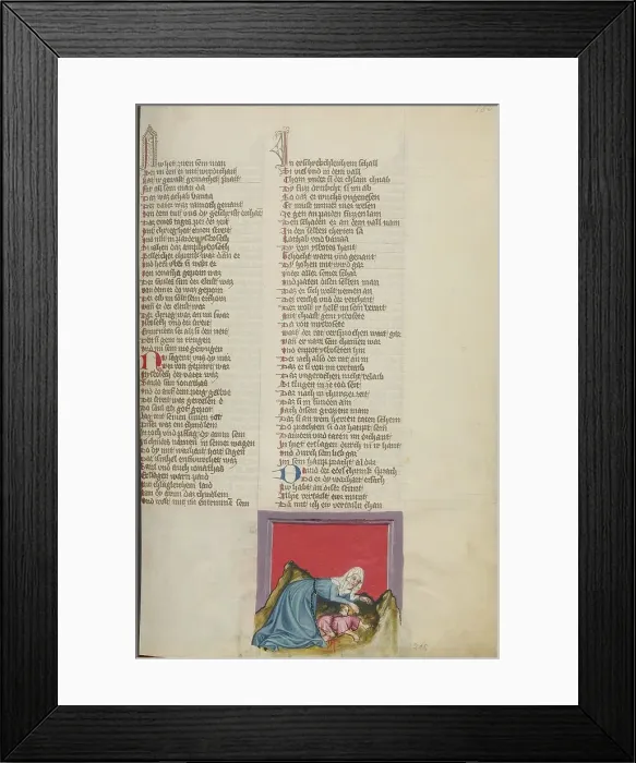 Framed Print : The Nurse Falls with Mephibosheth; Weltchronik, about 1400-1410. Creator: Unknown Framed Print : The Nurse Falls with Mephibosheth; Weltchronik, about 1400-1410. Creator: Unknown