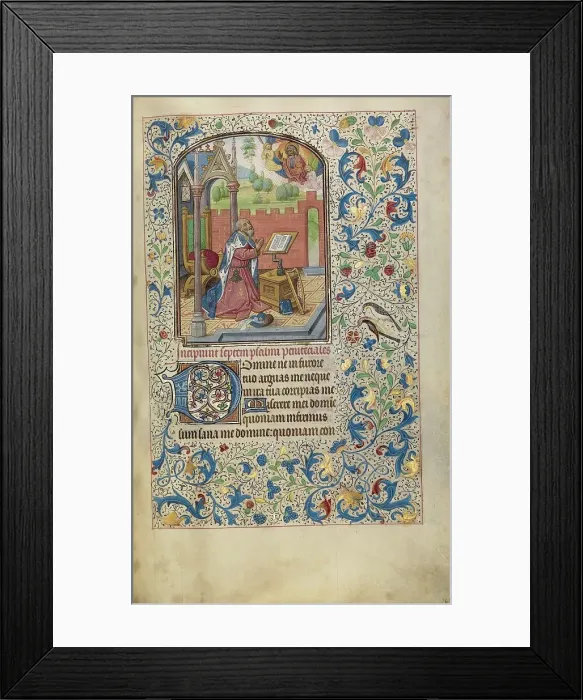 Framed Print : David in Prayer; Arenberg Hours, early 1460s. Creator: Willem Vrelant Framed Print : David in Prayer; Arenberg Hours, early 1460s. Creator: Willem Vrelant