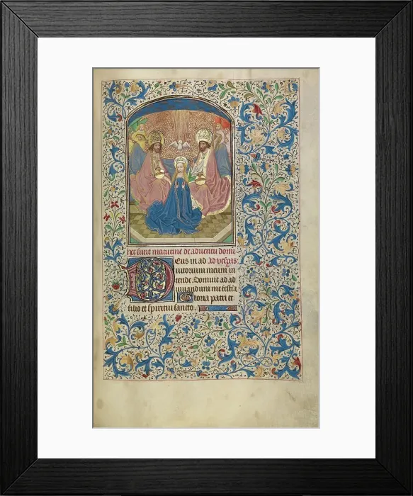 Framed Print : The Coronation of the Virgin; Arenberg Hours, early 1460s. Creator: Willem Vrelant Framed Print : The Coronation of the Virgin; Arenberg Hours, early 1460s. Creator: Willem Vrelant