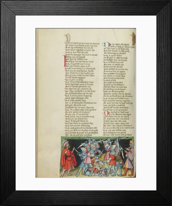 Framed Print : The Battle between Abner's and Joab's Men; Weltchronik, about 1400-1410. Creator: Unknown Framed Print : The Battle between Abner's and Joab's Men; Weltchronik, about 1400-1410. Creator: Unknown
