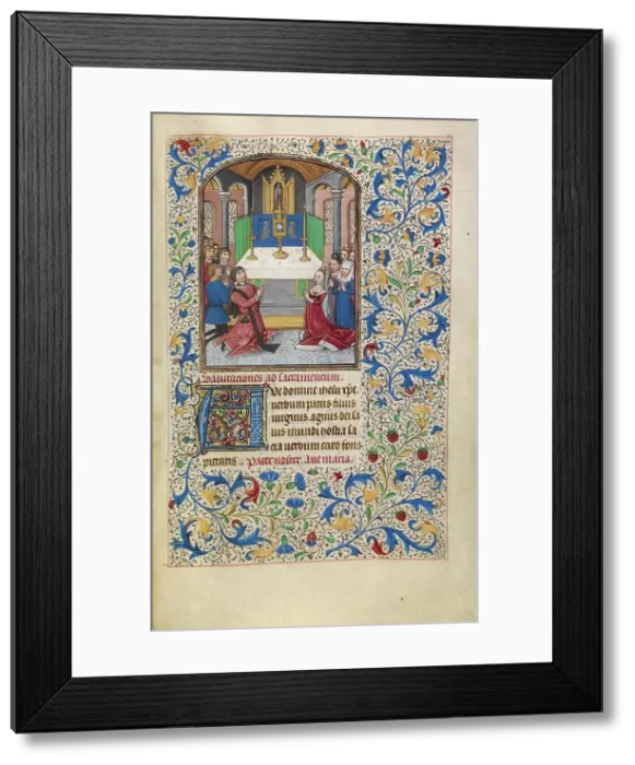 Framed Print : The Adoration of the Eucharist; Arenberg Hours, early 1460s. Creator: Willem Vrelant Framed Print : The Adoration of the Eucharist; Arenberg Hours, early 1460s. Creator: Willem Vrelant