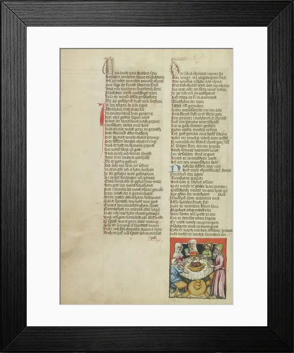 Framed Print : Abraham Organizing a Feast on the Day of Isaac's Weaning; Weltchronik, about 1400-1410. Creator: Unknown Framed Print : Abraham Organizing a Feast on the Day of Isaac's Weaning; Weltchronik, about 1400-1410. Creator: Unknown