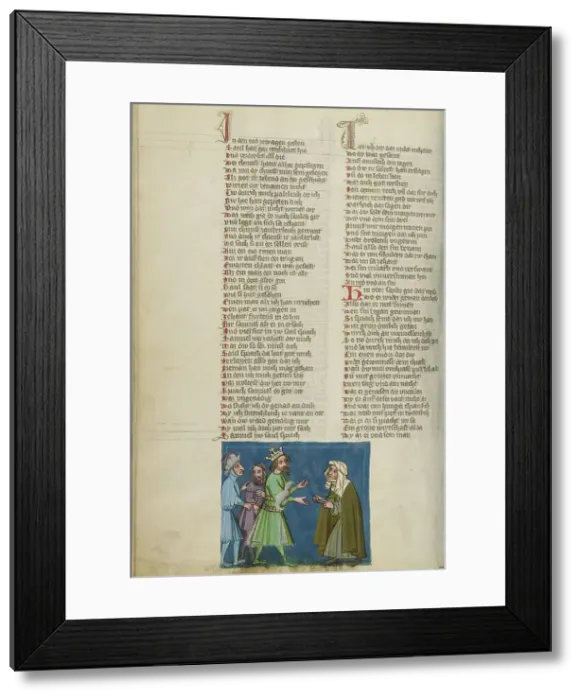 Framed Print : Saul and the Witch of Endor; Weltchronik, about 1400-1410. Creator: Unknown Framed Print : Saul and the Witch of Endor; Weltchronik, about 1400-1410. Creator: Unknown