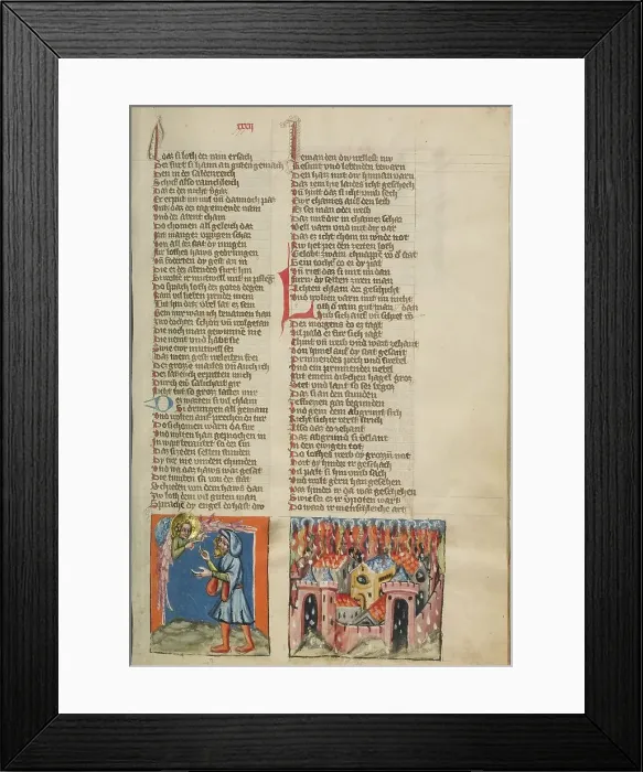 Framed Print : The Angel Talking to Lot: The Destruction of Sodom; Weltchronik, about 1400-1410. Creator: Unknown Framed Print : The Angel Talking to Lot: The Destruction of Sodom; Weltchronik, about 1400-1410. Creator: Unknown