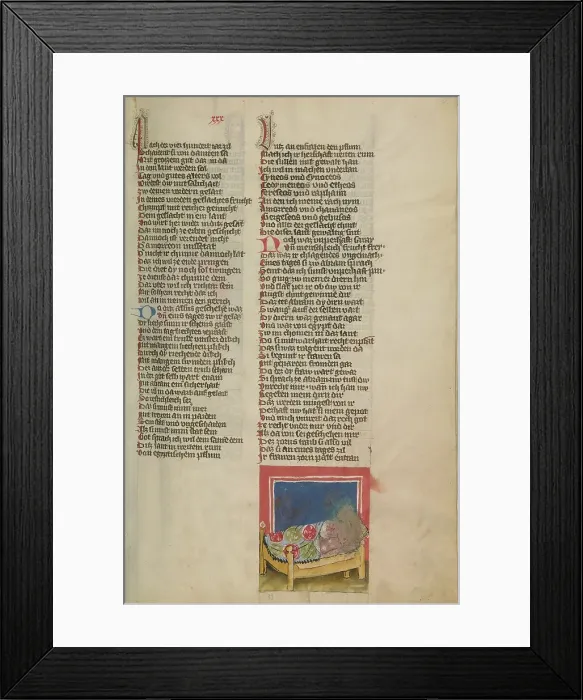 Framed Print : Abraham Making Love to Hagar; Weltchronik, about 1400-1410. Creator: Unknown Framed Print : Abraham Making Love to Hagar; Weltchronik, about 1400-1410. Creator: Unknown
