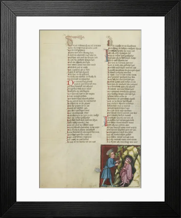 Framed Print : Jonathan Visiting David in the Cave; Weltchronik, about 1400-1410. Creator: Unknown