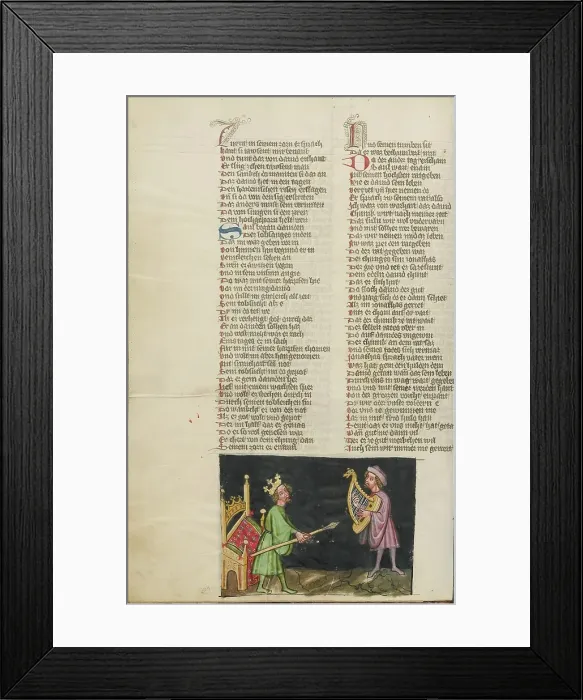 Framed Print : Saul Trying to Kill David; Weltchronik, about 1400-1410. Creator: Unknown Framed Print : Saul Trying to Kill David; Weltchronik, about 1400-1410. Creator: Unknown