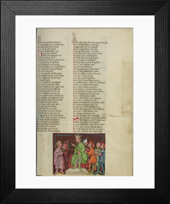 Framed Print : David with the Head of Goliath before Saul; Weltchronik, about 1400-1410. Creator: Unknown Framed Print : David with the Head of Goliath before Saul; Weltchronik, about 1400-1410. Creator: Unknown