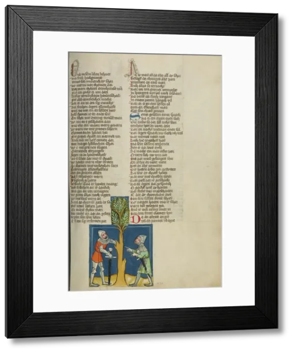 Framed Print : Jonathan Disobeying the Prohibition to Eat; Weltchronik, about 1400-1410. Creator: Unknown Framed Print : Jonathan Disobeying the Prohibition to Eat; Weltchronik, about 1400-1410. Creator: Unknown
