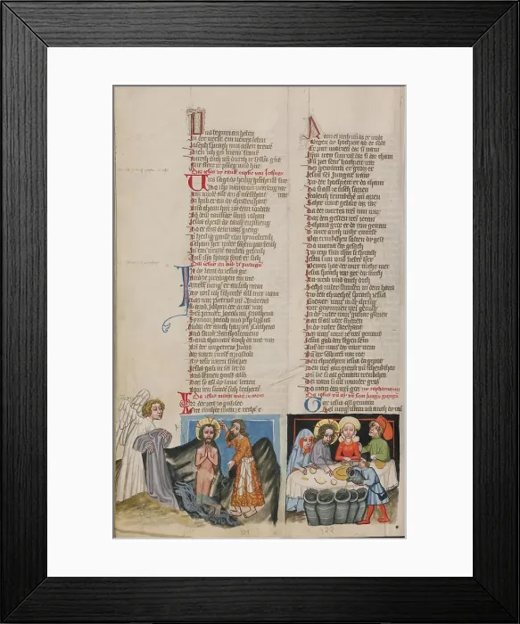 Framed Print : The Baptism of Christ: The Marriage at Cana; Weltchronik, about 1400-1410. Creator: Unknown Framed Print : The Baptism of Christ: The Marriage at Cana; Weltchronik, about 1400-1410. Creator: Unknown
