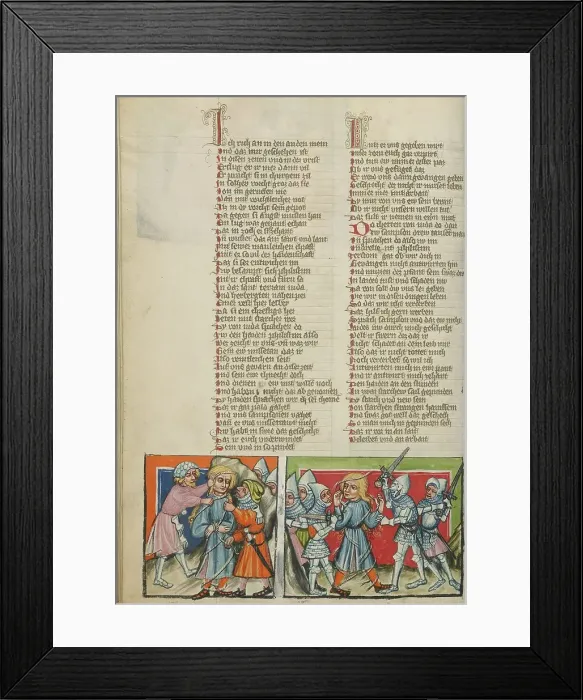 Framed Print : Samson being Bound: Samson Breaking the Ropes; Weltchronik, about 1400-1410. Creator: Unknown Framed Print : Samson being Bound: Samson Breaking the Ropes; Weltchronik, about 1400-1410. Creator: Unknown