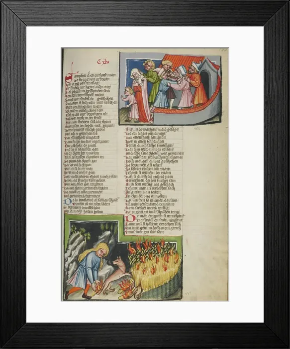 Framed Print : The Philistines Abducting Samson's Wife: Samson and the Foxes; Weltchronik, about 1400-1410. Creator: Unknown Framed Print : The Philistines Abducting Samson's Wife: Samson and the Foxes; Weltchronik, about 1400-1410. Creator: Unknown