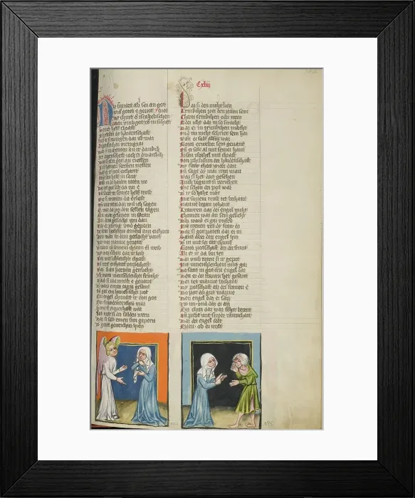 Framed Print : An Angel Appearing to Manoah's Wife: The Woman Telling Manoah about the... about 1400-10. Creator: Unknown Framed Print : An Angel Appearing to Manoah's Wife: The Woman Telling Manoah about the... about 1400-10. Creator: Unknown