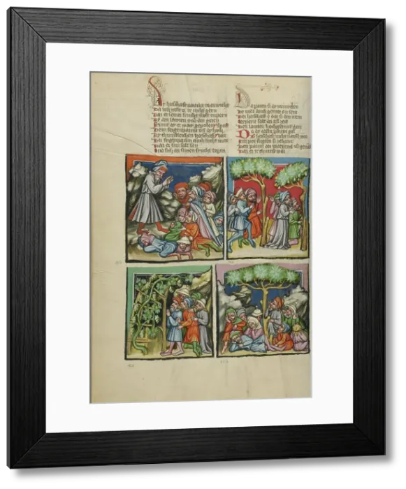 Framed Print : Abimelech Gathering Support: Jotham's Comparison: The Trees Choosing a King... about 1400-1410. Creator: Unknown Framed Print : Abimelech Gathering Support: Jotham's Comparison: The Trees Choosing a King... about 1400-1410. Creator: Unknown