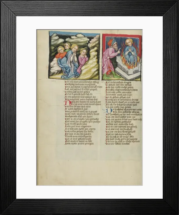 Framed Print : Jephtha's Daughter and Her Maidens in the Mountains: Jephtha Sacrificing His... about 1400-1410. Creator: Unknown Framed Print : Jephtha's Daughter and Her Maidens in the Mountains: Jephtha Sacrificing His... about 1400-1410. Creator: Unknown