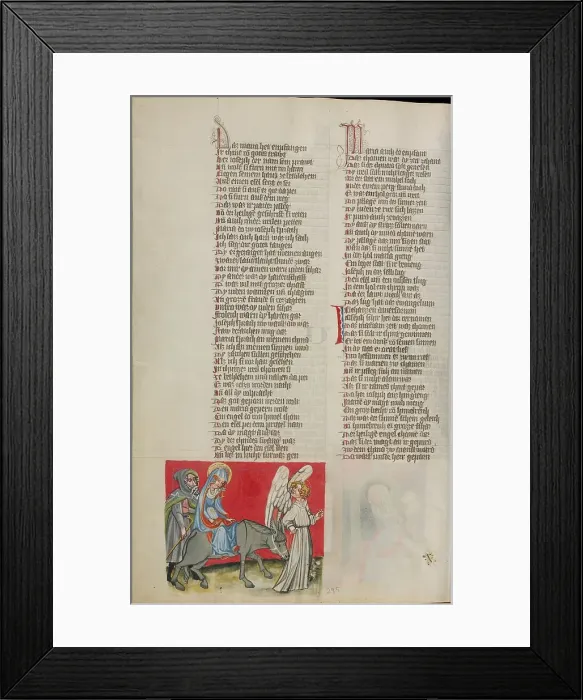 Framed Print : Joseph and Mary on their Way to Bethlehem; Weltchronik, about 1400-1410. Creator: Unknown Framed Print : Joseph and Mary on their Way to Bethlehem; Weltchronik, about 1400-1410. Creator: Unknown