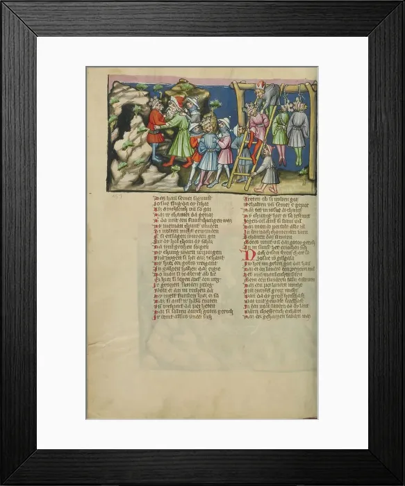 Framed Print : The Hanging of the Five Kings; Weltchronik, about 1400-1410. Creator: Unknown Framed Print : The Hanging of the Five Kings; Weltchronik, about 1400-1410. Creator: Unknown