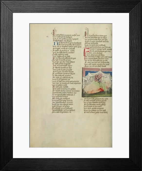 Framed Print : Pinehas Kills Simri and Kosbi; Weltchronik, about 1400-1410. Creator: Unknown Framed Print : Pinehas Kills Simri and Kosbi; Weltchronik, about 1400-1410. Creator: Unknown