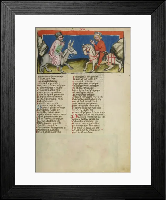 Framed Print : The Meeting of Balaam and Balak; Weltchronik, about 1400-1410. Creator: Unknown Framed Print : The Meeting of Balaam and Balak; Weltchronik, about 1400-1410. Creator: Unknown