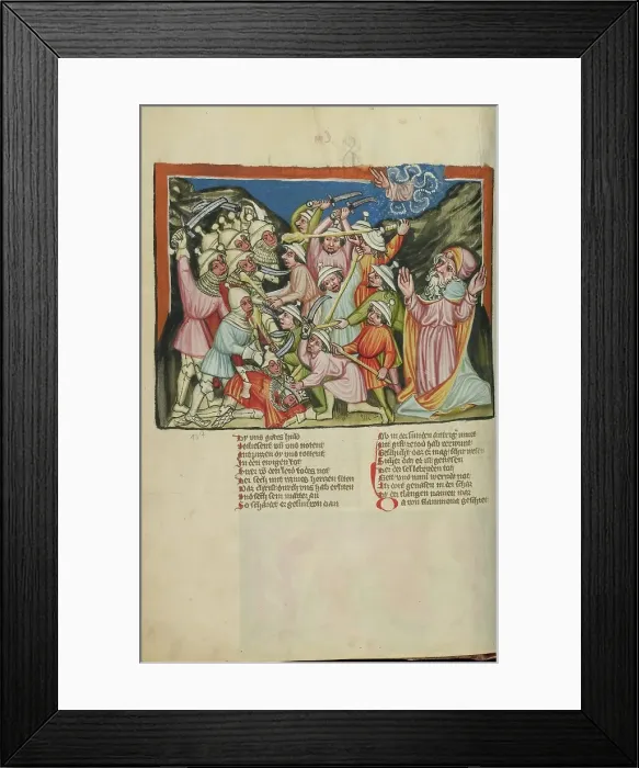 Framed Print : The Defeat of the Amorites; Weltchronik, about 1400-1410. Creator: Unknown Framed Print : The Defeat of the Amorites; Weltchronik, about 1400-1410. Creator: Unknown