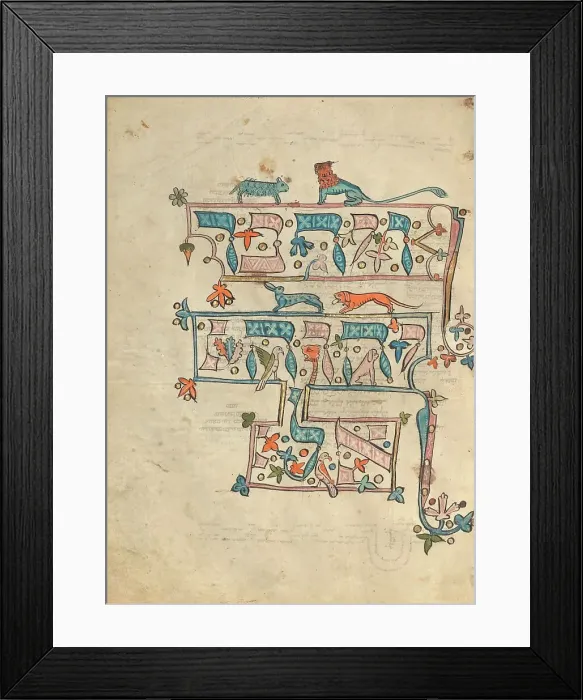 Framed Print : Decorated Text Page; Rothschild Pentateuch, 1296. Creators: Unknown, Elijah ben Meshallum Framed Print : Decorated Text Page; Rothschild Pentateuch, 1296. Creators: Unknown, Elijah ben Meshallum