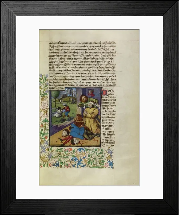Framed Print : A Massacre of Family Members; Historia de duobus amantibus, about 1460-1470. Creator: Unknown Framed Print : A Massacre of Family Members; Historia de duobus amantibus, about 1460-1470. Creator: Unknown