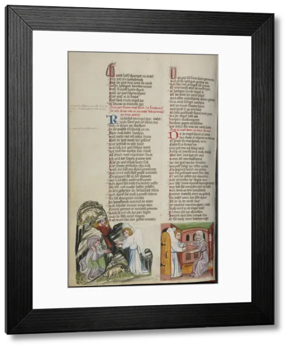 Framed Print : The Annunciation to Joachim: The Annunciation to Anna; Weltchronik, about 1400-1410. Creator: Unknown Framed Print : The Annunciation to Joachim: The Annunciation to Anna; Weltchronik, about 1400-1410. Creator: Unknown