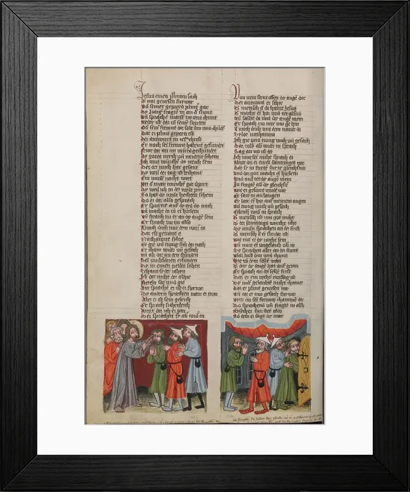 Framed Print : The Healing of the Blind: The Healed Man before the Israelites; Weltchronik, about 1400-1410. Creator: Unknown Framed Print : The Healing of the Blind: The Healed Man before the Israelites; Weltchronik, about 1400-1410. Creator: Unknown