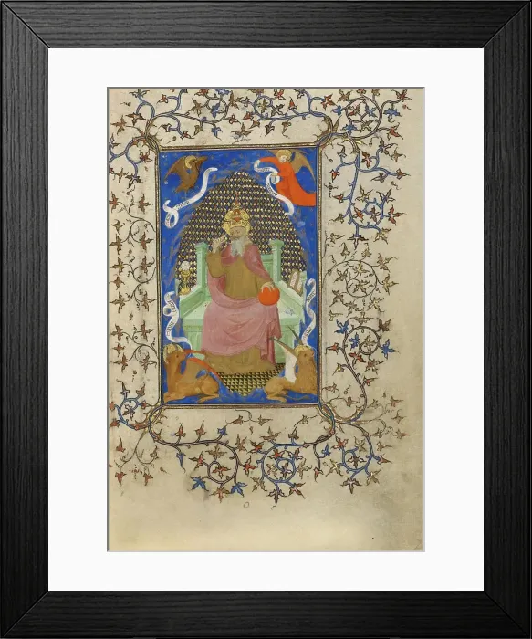 Framed Print : God Surrounded by the Symbols of the Four Evangelists; Book of Hours, about 1410. Creator: Unknown Framed Print : God Surrounded by the Symbols of the Four Evangelists; Book of Hours, about 1410. Creator: Unknown