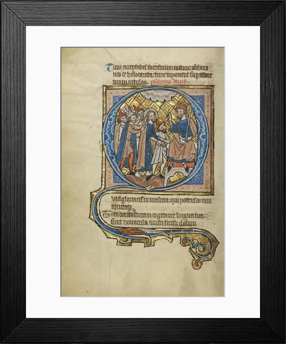 Framed Print : Initial Q: Christ before Pilate; Psalter, mid-1200s. Creator: Unknown Framed Print : Initial Q: Christ before Pilate; Psalter, mid-1200s. Creator: Unknown