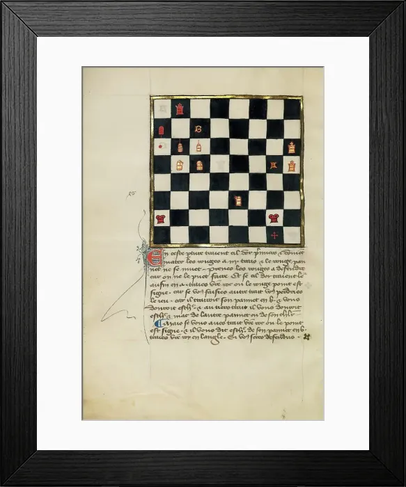 Framed Print : Chess Problem; Book of Chess Problems, late 14th century. Creator: Unknown Framed Print : Chess Problem; Book of Chess Problems, late 14th century. Creator: Unknown