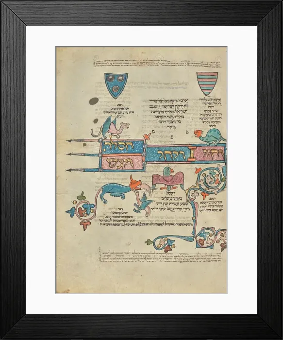 Framed Print : Decorated Text Page; Rothschild Pentateuch, 1296. Creators: Unknown, Elijah ben Meshallum, Elijah ben Jehiel Framed Print : Decorated Text Page; Rothschild Pentateuch, 1296. Creators: Unknown, Elijah ben Meshallum, Elijah ben Jehiel
