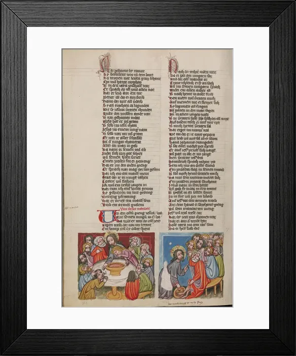 Framed Print : The Last Supper: Christ Washing the Apostles Feet; Weltchronik, about 1400-1410. Creator: Unknown Framed Print : The Last Supper: Christ Washing the Apostles Feet; Weltchronik, about 1400-1410. Creator: Unknown