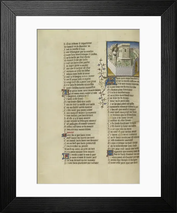 Framed Print : The Lover in the Castle's Garden where Good Reception is Imprisoned; Roman de la Rose, about 1405. Creator: Unknown Framed Print : The Lover in the Castle's Garden where Good Reception is Imprisoned; Roman de la Rose, about 1405. Creator: Unknown