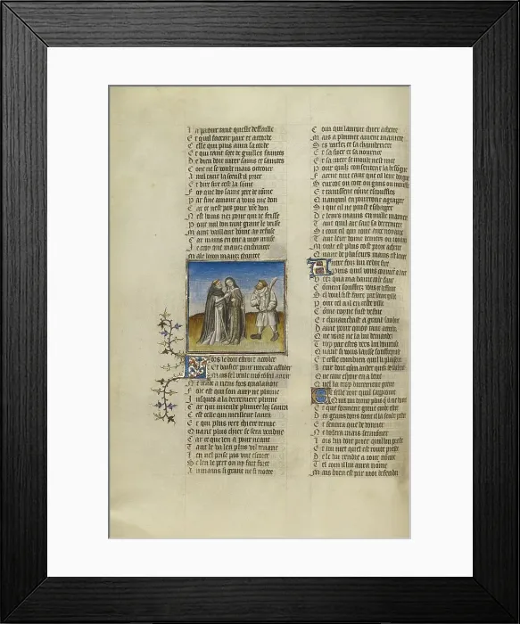 Framed Print : The Personifications of False Pretence and Abstinence before Resistance, about 1405. Creator: Unknown Framed Print : The Personifications of False Pretence and Abstinence before Resistance, about 1405. Creator: Unknown