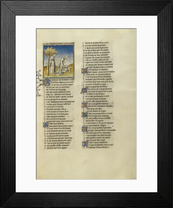 Framed Print : Phyllis Hanging Herself from a Tree and Medea Killing her Children; Roman de la Rose, about 1405. Creator: Unknown Framed Print : Phyllis Hanging Herself from a Tree and Medea Killing her Children; Roman de la Rose, about 1405. Creator: Unknown