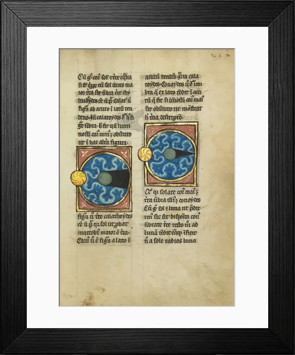 Framed Print : Two Diagrams with the Sun and the Moon; De Natura Avium; De Pastoribus et Ovibus, 1277 or after. Creator: Unknown Framed Print : Two Diagrams with the Sun and the Moon; De Natura Avium; De Pastoribus et Ovibus, 1277 or after. Creator: Unknown