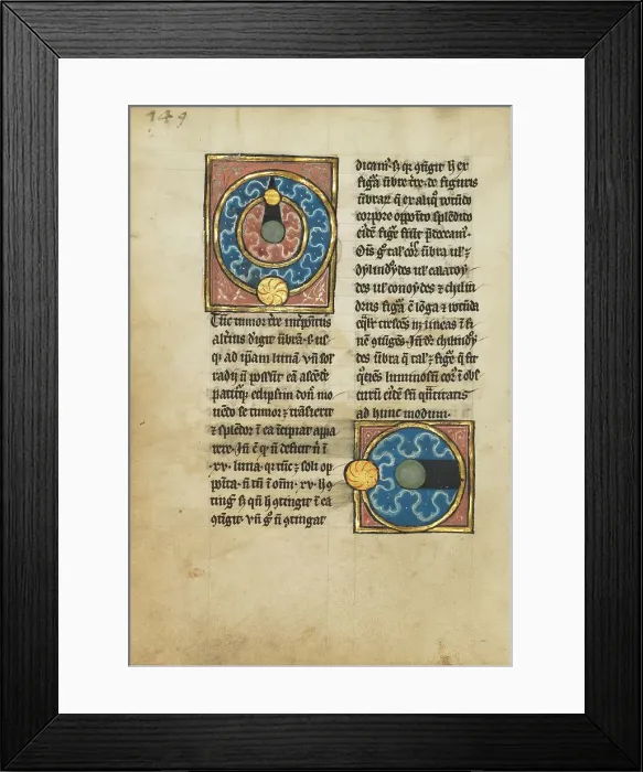 Framed Print : Two Diagrams with the Sun and the Moon; De Natura Avium; De Pastoribus et Ovibus, 1277 or after. Creator: Unknown Framed Print : Two Diagrams with the Sun and the Moon; De Natura Avium; De Pastoribus et Ovibus, 1277 or after. Creator: Unknown