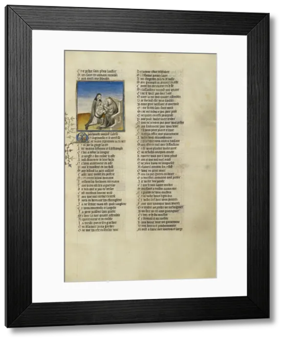 Framed Print : The Personifications of False Pretence and Abstinence Cutting out Resistance's Tongue, about 1405. Creator: Unknown Framed Print : The Personifications of False Pretence and Abstinence Cutting out Resistance's Tongue, about 1405. Creator: Unknown