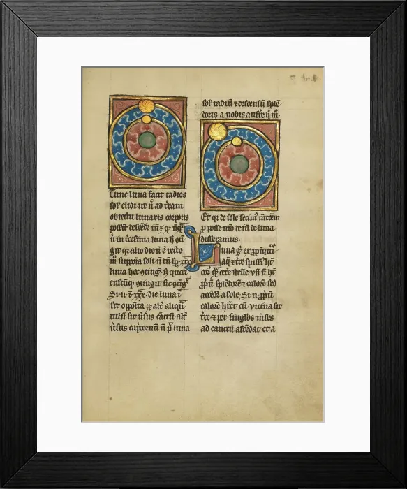 Framed Print : Two Diagrams Showing the Orbits of the Sun and the Moon; De Natura Avium... 1277 or after. Creator: Unknown Framed Print : Two Diagrams Showing the Orbits of the Sun and the Moon; De Natura Avium... 1277 or after. Creator: Unknown