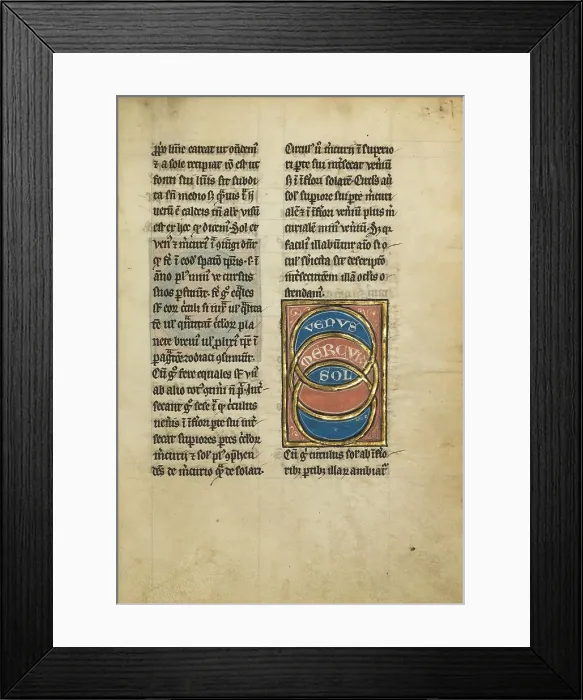 Framed Print : The Orbits of Venus, Mercury, and the Sun; De Natura Avium; De Pastoribus et Ovibus, 1277 or after. Creator: Unknown Framed Print : The Orbits of Venus, Mercury, and the Sun; De Natura Avium; De Pastoribus et Ovibus, 1277 or after. Creator: Unknown