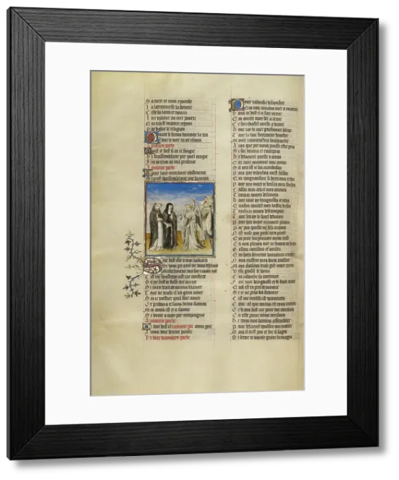 Framed Print : The Personification of Abstinence Leading the Personification of False Pretence... about 1405. Creator: Unknown Framed Print : The Personification of Abstinence Leading the Personification of False Pretence... about 1405. Creator: Unknown