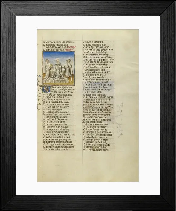 Framed Print : The Personification of Riches Overcome by the Sight of Gold in a Casket; Roman de la Rose, about 1405 Creator: Unknown