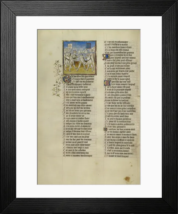 Framed Print : The Battle between Charles of Anjou and Manfred Hohenstaufen for Sicily, about 1405. Creator: Unknown Framed Print : The Battle between Charles of Anjou and Manfred Hohenstaufen for Sicily, about 1405. Creator: Unknown
