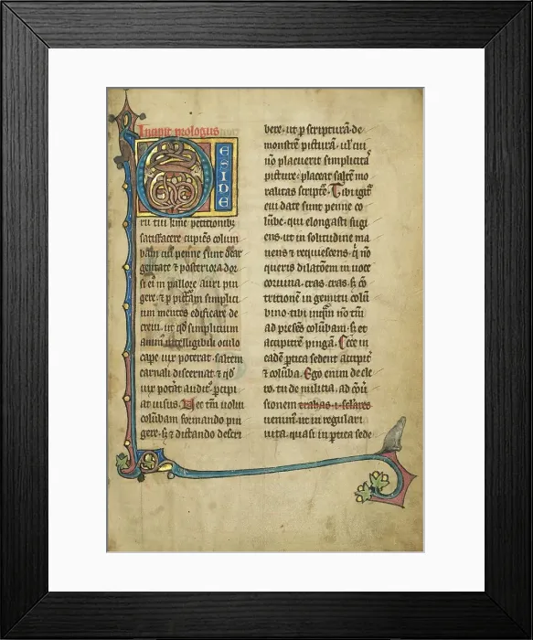 Framed Print : Inhabited Initial D; De Natura Avium; De Pastoribus et Ovibus; Bestiarium, 1277 or after. Creator: Unknown Framed Print : Inhabited Initial D; De Natura Avium; De Pastoribus et Ovibus; Bestiarium, 1277 or after. Creator: Unknown