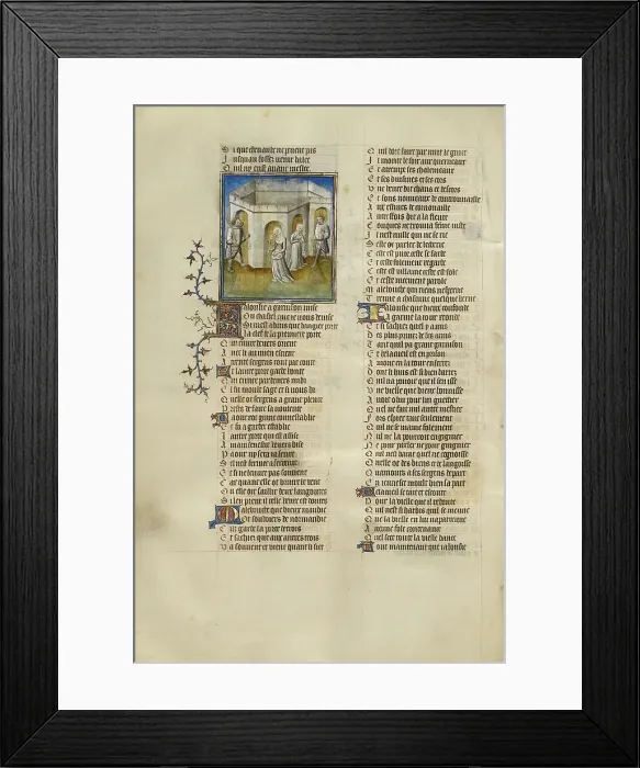 Framed Print : The Personifications of Resistance, Shame, Anxiety, and Bad Mouth Watching... about 1405. Creator: Unknown Framed Print : The Personifications of Resistance, Shame, Anxiety, and Bad Mouth Watching... about 1405. Creator: Unknown