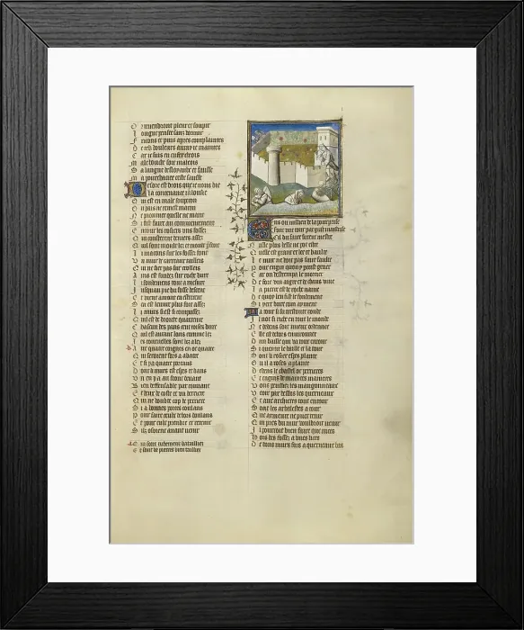 Framed Print : The Construction of a Castle in which the Personification of Jealousy Wishes to... about 1405. Creator: Unknown Framed Print : The Construction of a Castle in which the Personification of Jealousy Wishes to... about 1405. Creator: Unknown