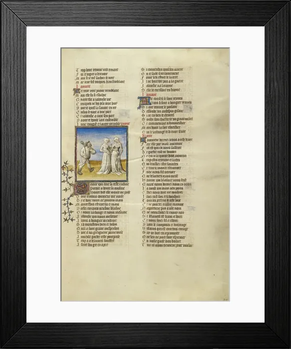 Framed Print : The Personification of Bad Mouth Speaking to the Personifications of Anxiety and Shame, about 1405. Creator: Unknown Framed Print : The Personification of Bad Mouth Speaking to the Personifications of Anxiety and Shame, about 1405. Creator: Unknown